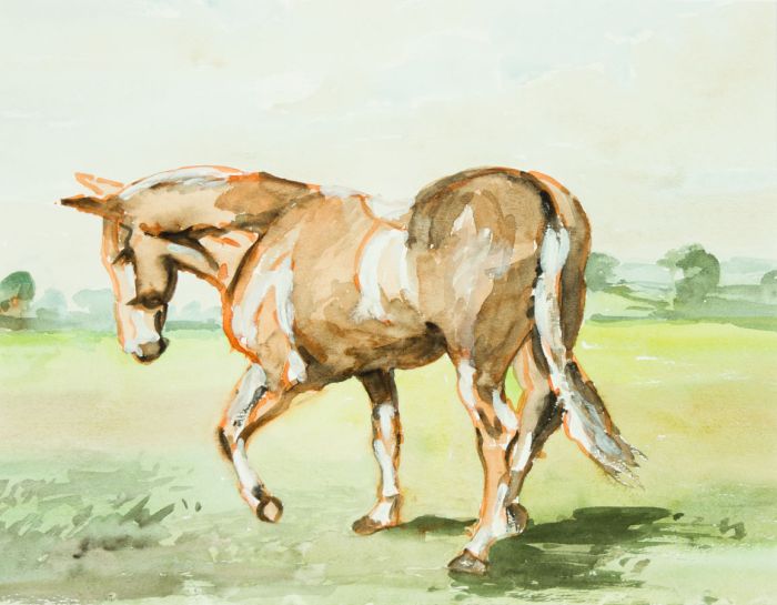 Contemporary Watercolour - Horse in a Landscape
