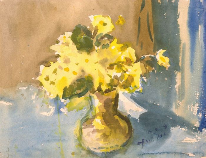 A.C. Luce - Signed, Double Sided Early 20th Century Watercolour, Daffodils