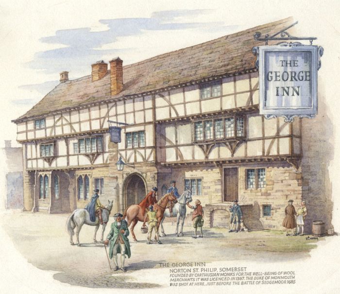 Ernest Arthur Marsh (b.1918) - Watercolour, The George Inn, Norton St Philip