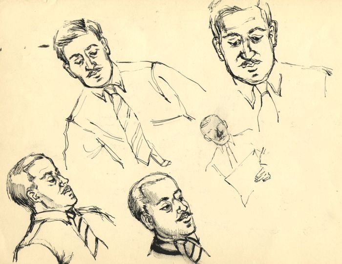 Set of 8 20th Century Graphite Drawing - Figures Studies