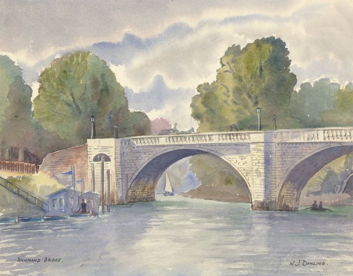 Noel Dowling - Signed Mid 20th Century Watercolour, Richmond Bridge