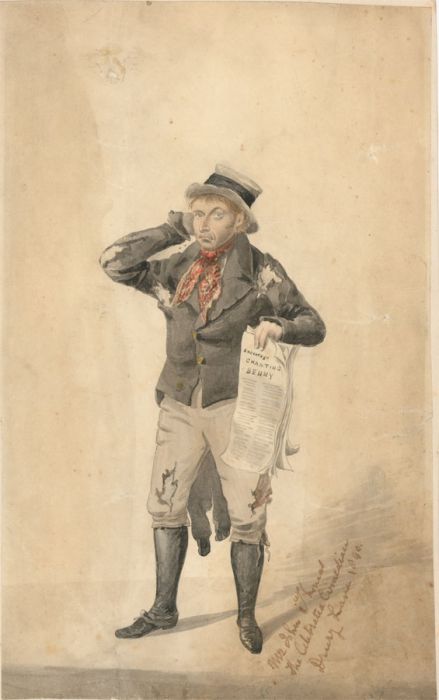 1840 Watercolour - Comic Actor, Drury Lane Theatre