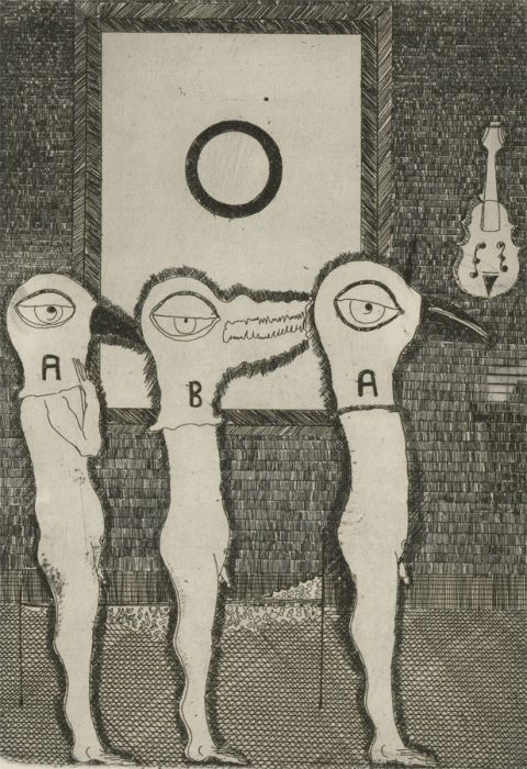 Tage Martin Hörling (1949 - 2009) - Signed 1983 Etching, Three Poets