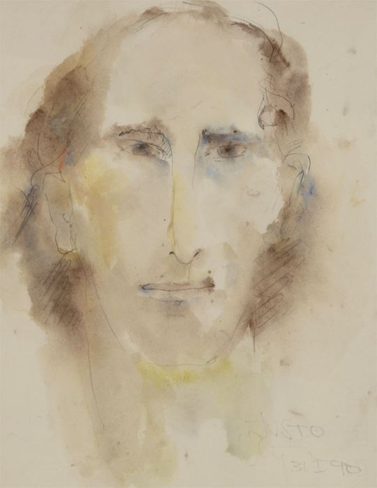 Inge Clayton FRSA (1942-2010) - 1990 Watercolour, Portrait of a Justo II