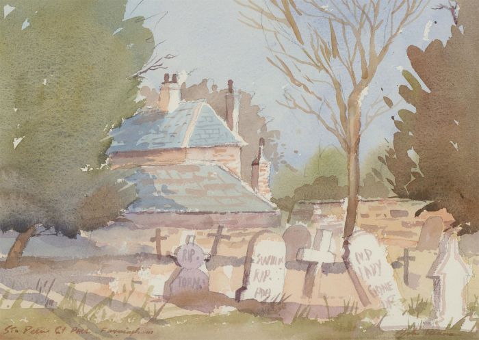 John Lawrence (b.1934) - Contemporary Watercolour, St Peter & St Paul Churchyard