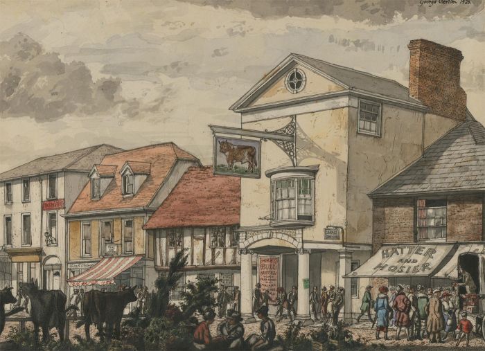 George James Charlton NEAC 1899-1979 - Signed 1926 Watercolour, The Bull Hotel