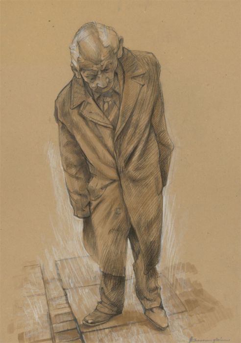 John Cherrington (1931-2015) - Signed 20th Century Oil, Old Man Walking