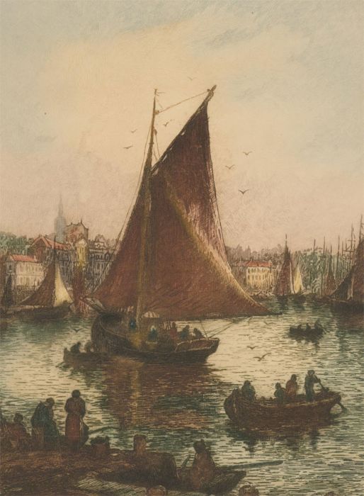 E.H. Barlow (fl.1915-1926) - Early 20th Century Etching, Harbour Scene