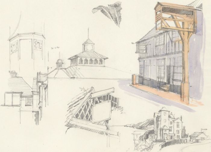 Clifford H. Thompson (1926-2017) - Two 1996 Graphite Drawings, Street Sketches