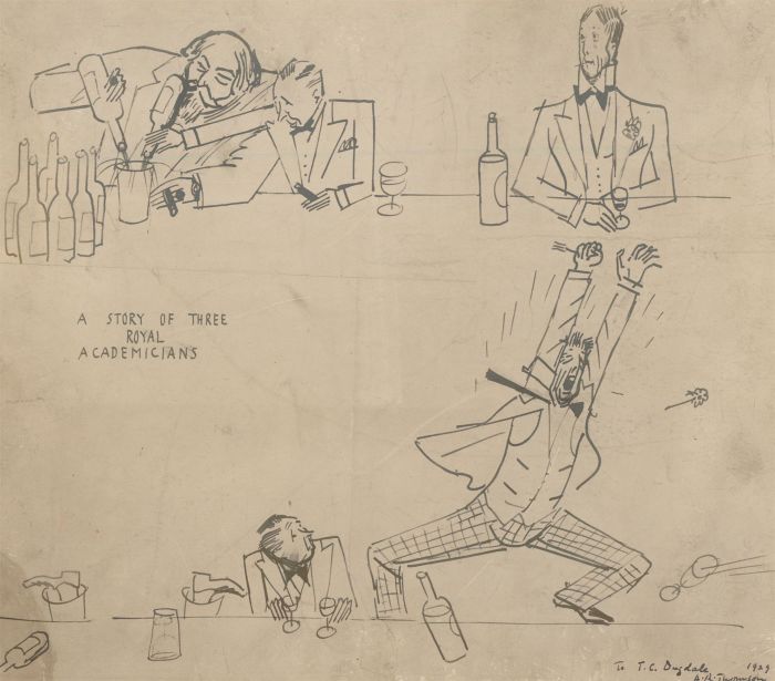  Alfred Reginald Thomson RA (1895-1979) - 1929 Pen Drawing, Three Academicians