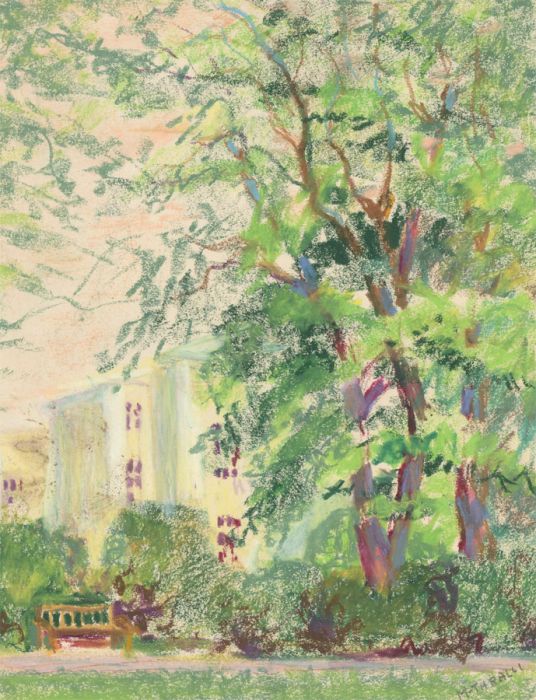 Marie-Therese Ralli (1916-2010)  - 1983 Oil Pastel, Summer, Peter's Square