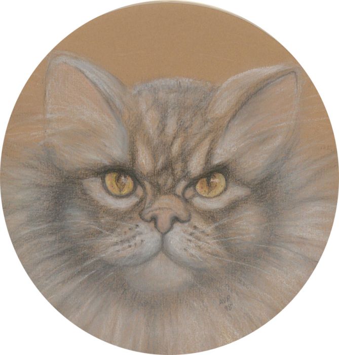Audrey Pardoe - 1998 Pastel, Portrait of a Cat