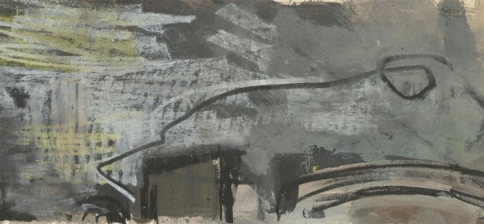 20th Century Mixed Media - Abstract Composition in Grey