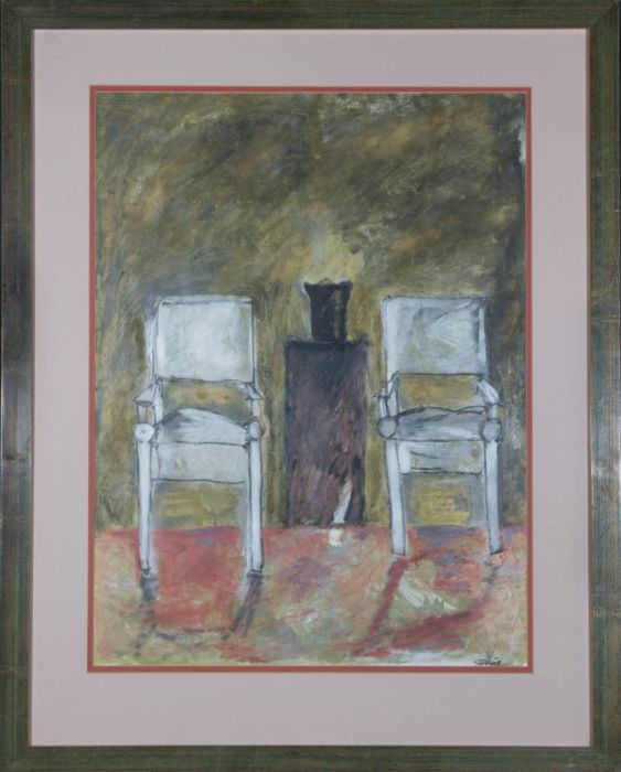 Framed Contemporary Mixed Media - Two Armchairs