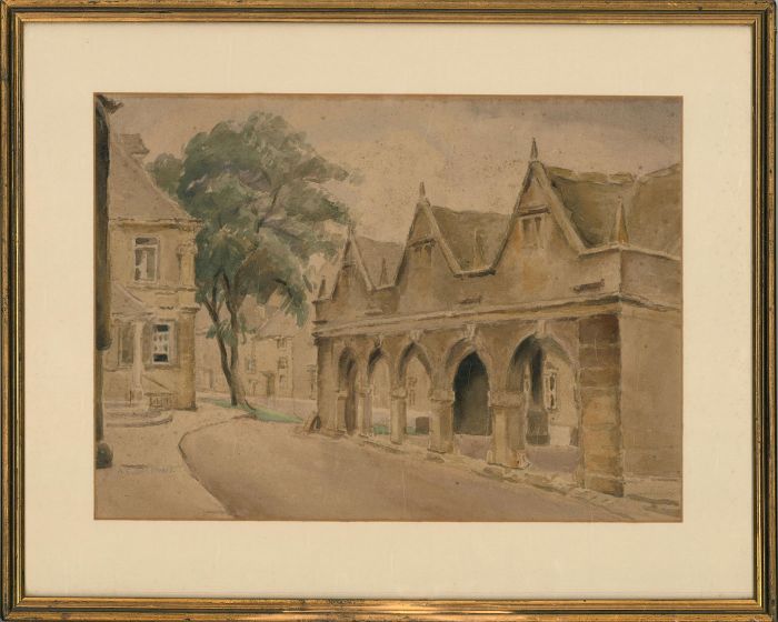 Agnes E. Foreman (fl.1910-1939) - Watercolour, Chipping Campden Market Hall