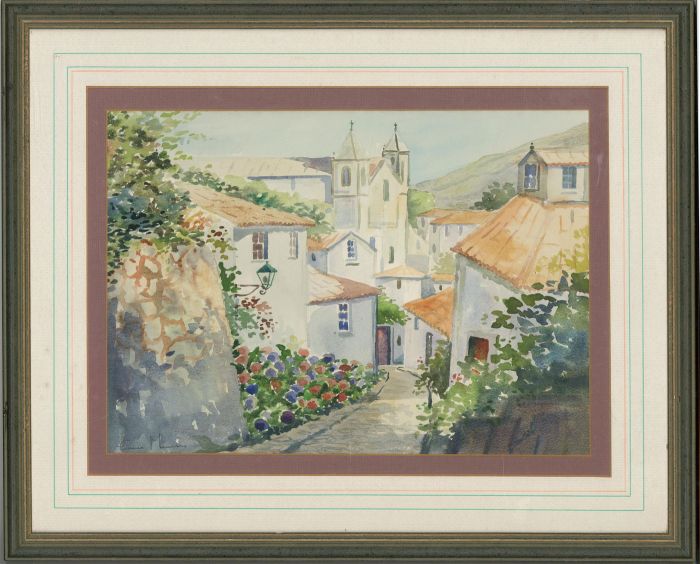 20th Century Watercolour - Summer Village Scene