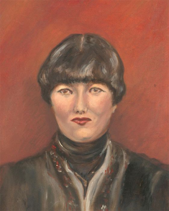 20th Century Oil - Female Figure with Red Lips