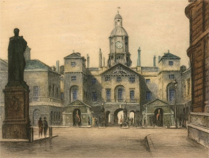 Edward R King - Early 20th Century Etching, Horse Guards Parade