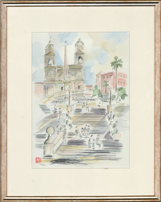 Wendy Yeo - Contemporary Watercolour, Spanish Steps, Rome