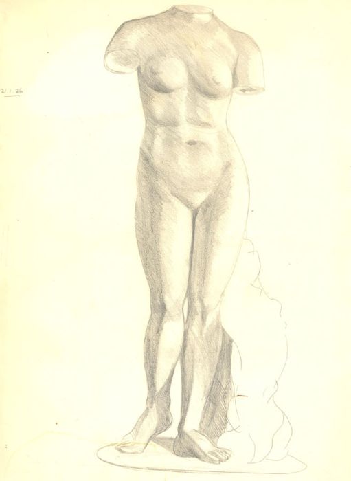 1936 Graphite Drawing - Classical Sculpture Sketch