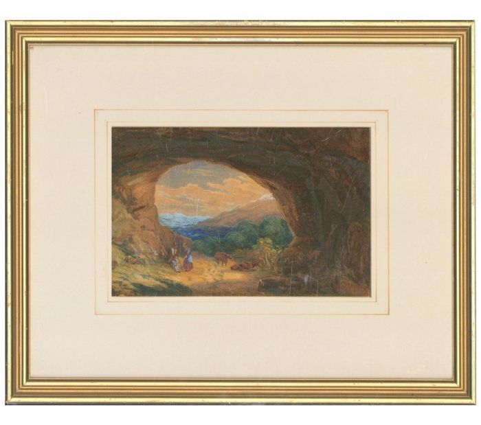 Mid 19th Century Watercolour - In the Cave