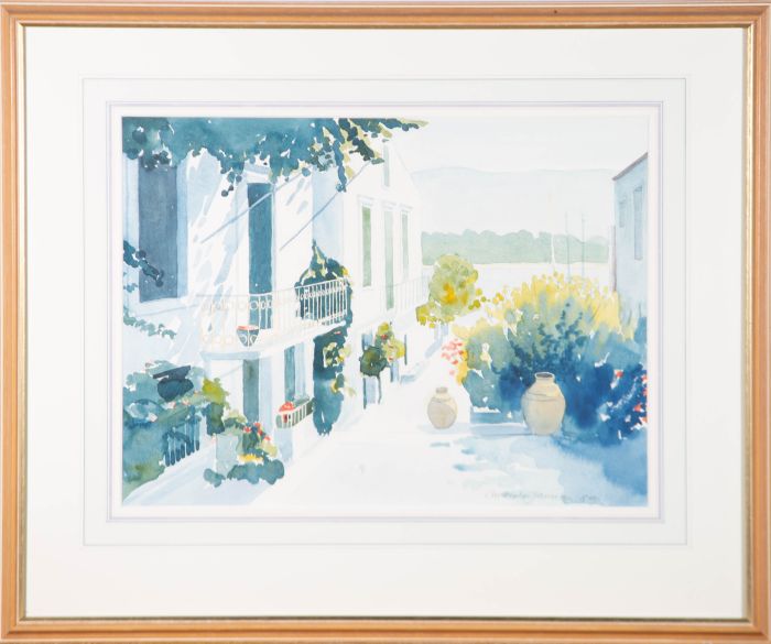 Christopher Jarman - Signed & Framed 1986 Watercolour, Fiskardo