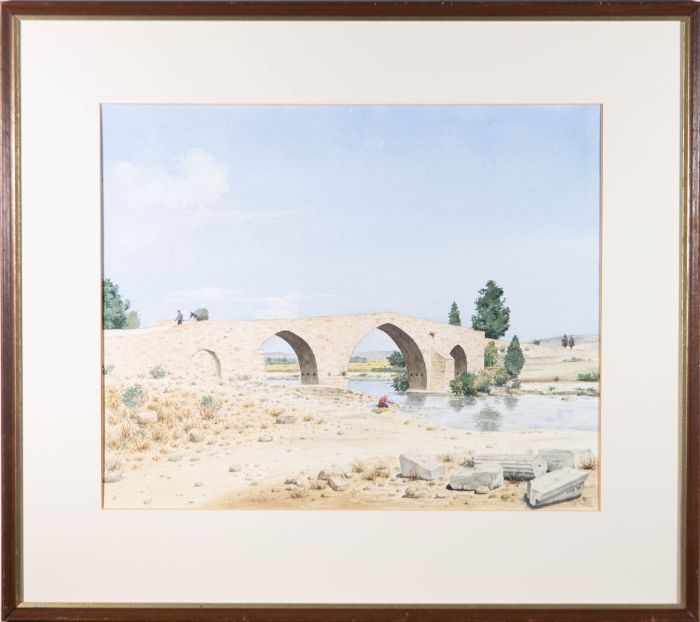 1988 Watercolour - Washer Woman Under The Bridge