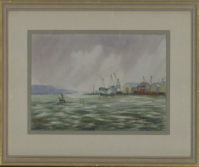 W. Burlingham - 20th Century Watercolour, View of a Port