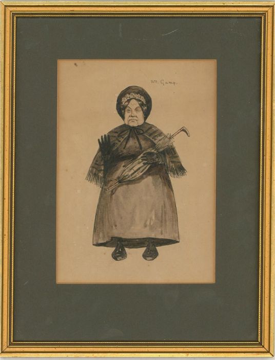 20th Century Watercolour - Mrs Gamp, 'Martin Chuzzlewit'