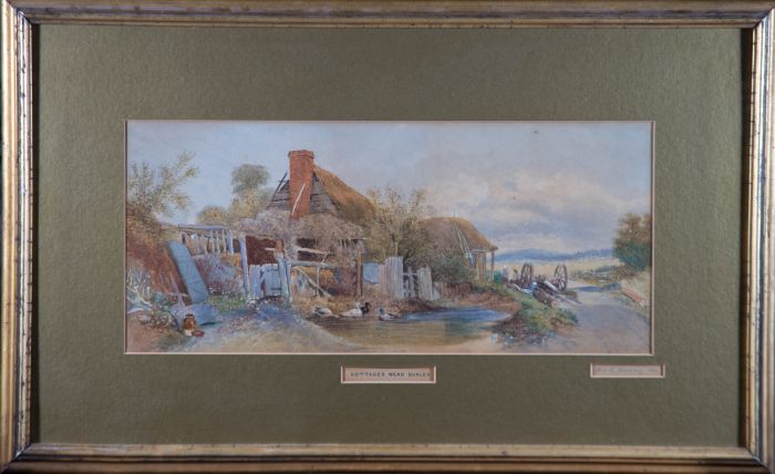 E. Armstrong - 1880 Watercolour, Cottages near Burley