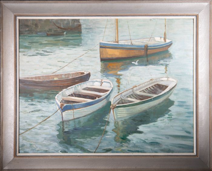 Framed Mid 20th Century Oil - Quiet Harbour