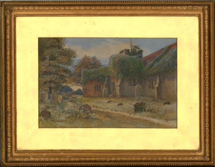 James H. Guild - 1884 Watercolour, Abandoned Church Graveyard