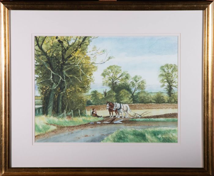 A. Mercer - 1989 Watercolour, On a Break