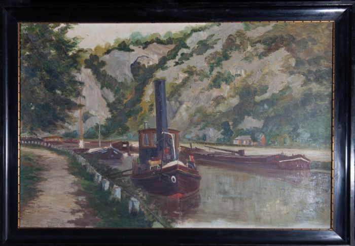 Mid 20th Century Oil - Dutch Canal Boats