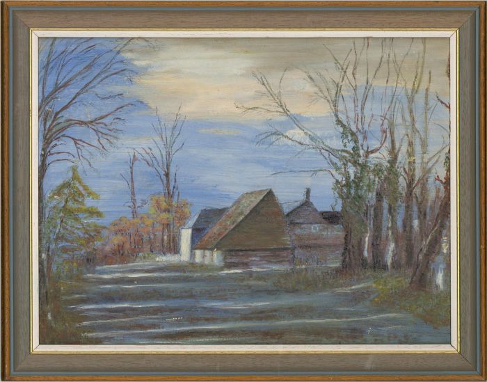 P. Batten - 20th Century Oil, Barns at Mattingley