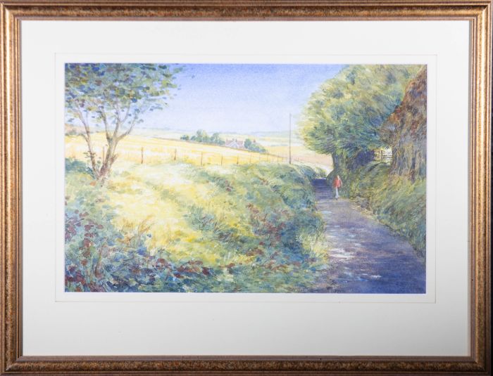 J.J. Jarratt - Contemporary Watercolour, Sunny Country Lane