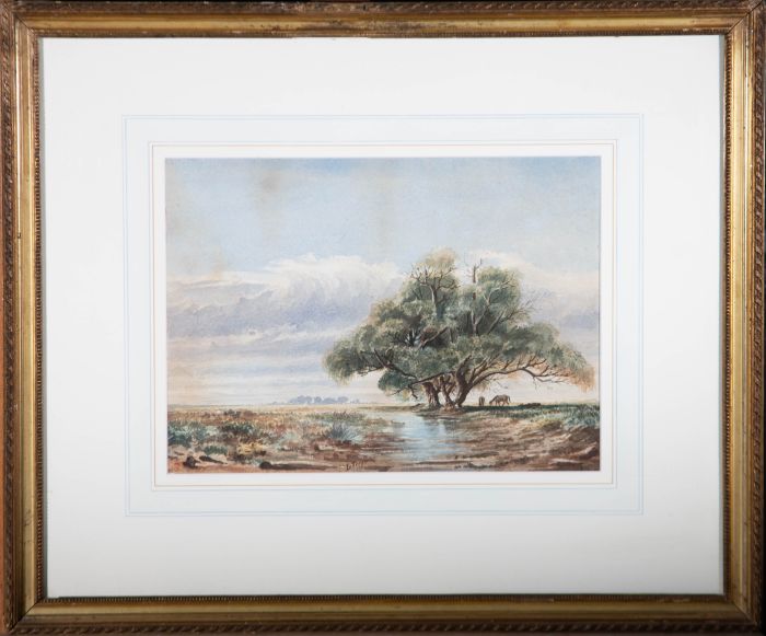 L. Travers - 1888 Watercolour, Horses Under a Tree