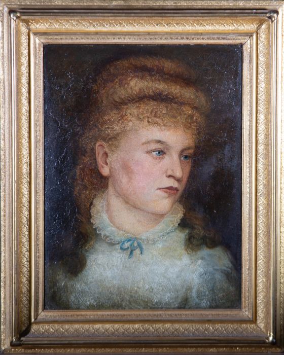 E. Robinson - 1870 Oil, Young Victorian Beauty