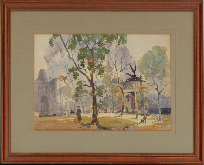 J. Brindle - Early 20th Century Watercolour, City Park