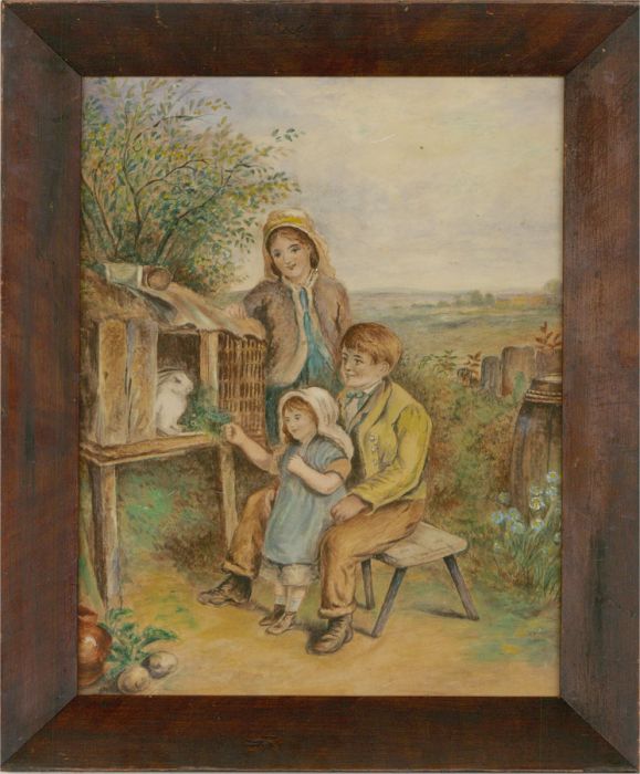 Early 20th Century Watercolour - The Pet Rabbit