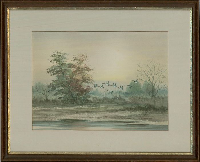 20th Century Watercolour - Canada Geese