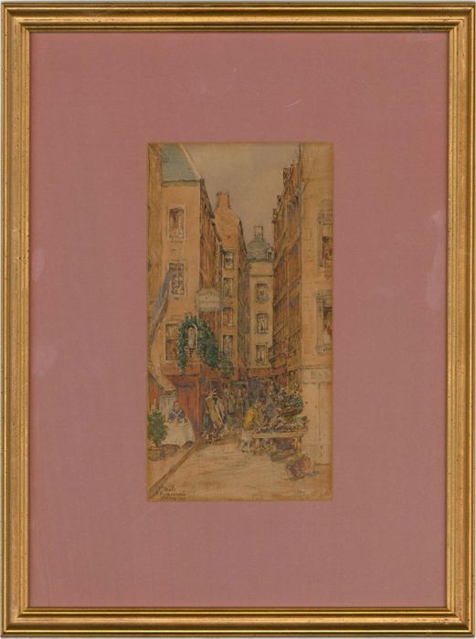 P. Bedecy - Signed 1926 Watercolour, Market Street