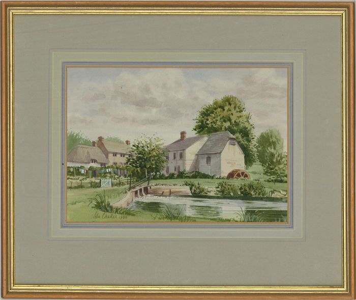 Peter Challen - Signed 1985 Watercolour, Village Scene