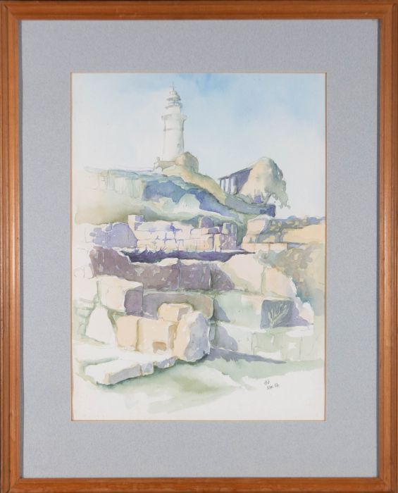 T.I.D - Signed 1984 Watercolour, Rocky Landscape