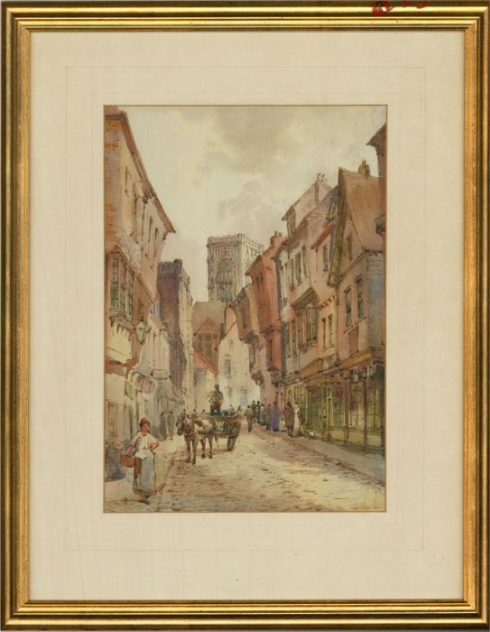 G.R. - Early 20th Century Watercolour, Historic Street