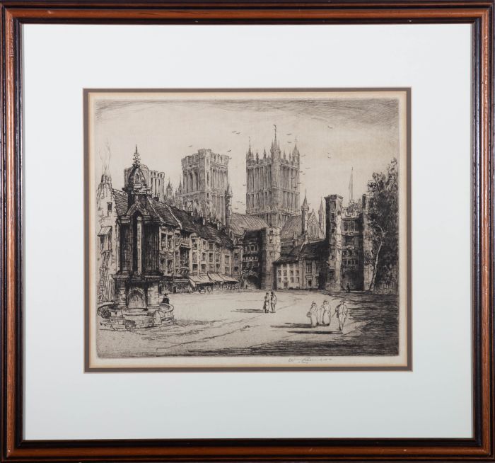 William Renison (1862-c.1940) - Early 20th Century Etching, Wells Marketplace