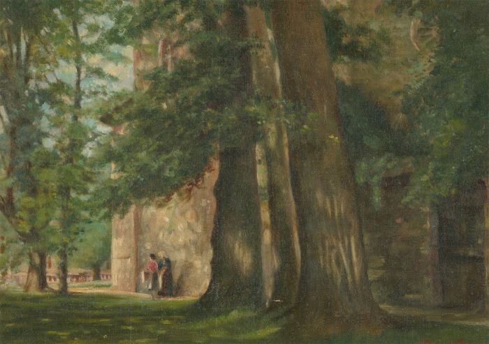 J. Durand Deacon - Signed Early 20th Century Oil, Outside the Cathedral