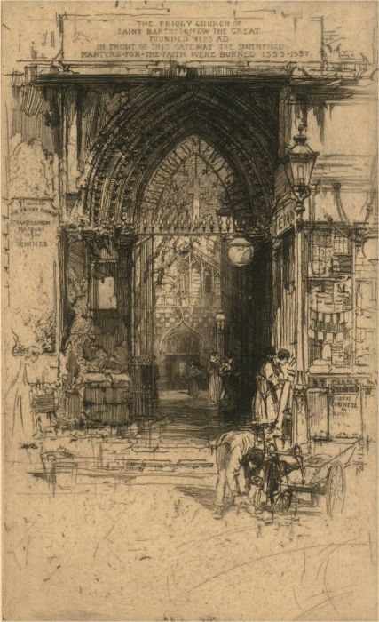 Hedley Fitton RE (1857-1929) - c.1909 Etching, St Bartholomew the Great