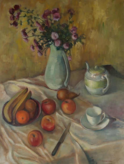 Mid 20th Century Oil - Tea And Fruit
