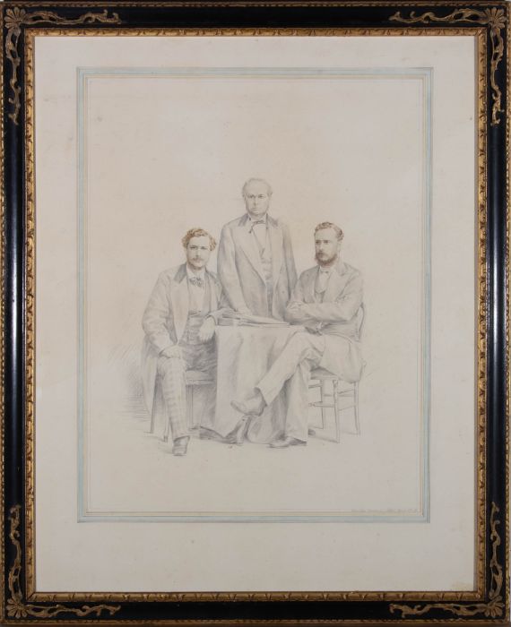 Late 19th Century Graphite Drawing - Father And Sons